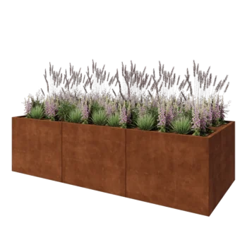Fioriera XXL in acciaio corten - Rettangolo - 300 x 120 x 80 cm - Senza piastra di base