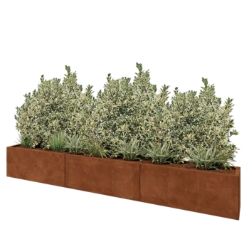 Fioriera XXL in acciaio corten - Rettangolo - 300 x 30 x 40 cm - Senza piastra di base