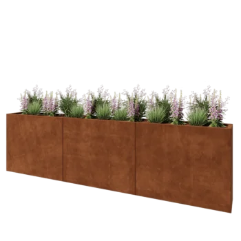 Fioriera XXL in acciaio corten - Rettangolo - 300 x 30 x 80 cm - Senza piastra di base
