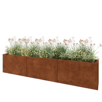 Fioriera XXL in acciaio corten - Rettangolo - 300 x 40 x 60 cm - Senza piastra di base
