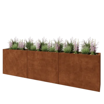 Fioriera XXL in acciaio corten - Rettangolo - 300 x 40 x 80 cm - Senza piastra di base