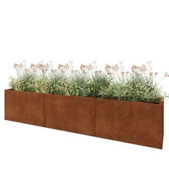 Fioriera XXL in acciaio corten - Rettangolo - 300 x 50 x 60 cm - Senza piastra di base