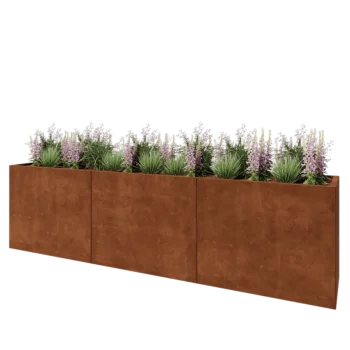 Fioriera XXL in acciaio corten - Rettangolo - 300 x 50 x 80 cm - Senza piastra di base