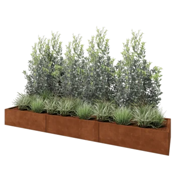 Fioriera XXL in acciaio corten - Rettangolo - 300 x 60 x 30 cm - Senza piastra di base