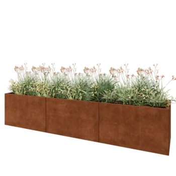 Fioriera XXL in acciaio corten - Rettangolo - 300 x 60 x 60 cm - Senza piastra di base