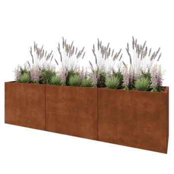 Fioriera XXL in acciaio corten - Rettangolo - 300 x 60 x 80 cm - Senza piastra di base