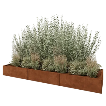 Fioriera XXL in acciaio corten - Rettangolo - 300 x 80 x 30 cm - Senza piastra di base