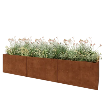 Fioriera XXL in acciaio corten - Rettangolo - 300 x 80 x 60 cm - Senza piastra di base