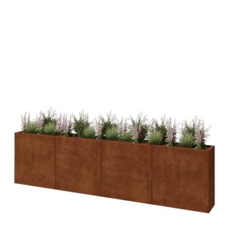 Fioriera XXL in acciaio corten - Rettangolo - 320 x 30 x 80 cm - Senza piastra di base