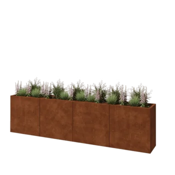 Fioriera XXL in acciaio corten - Rettangolo - 320 x 40 x 80 cm - Senza piastra di base
