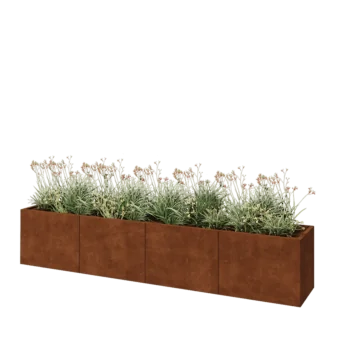 Fioriera XXL in acciaio corten - Rettangolo - 320 x 50 x 60 cm - Senza piastra di base