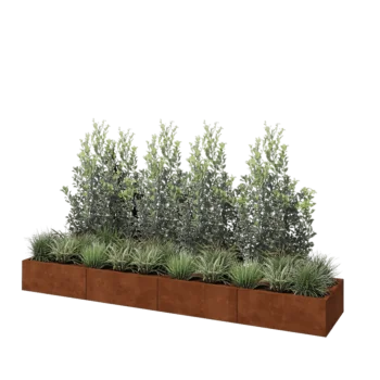 Fioriera XXL in acciaio corten - Rettangolo - 320 x 60 x 30 cm - Senza piastra di base