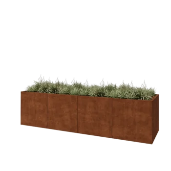 Fioriera XXL in acciaio corten - Rettangolo - 400 x 100 x 100 cm - Senza piastra di base