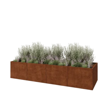 Fioriera XXL in acciaio corten - Rettangolo - 400 x 120 x 80 cm - Senza piastra di base