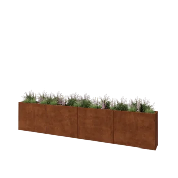 Fioriera XXL in acciaio corten - Rettangolo - 400 x 30 x 80 cm - Senza piastra di base