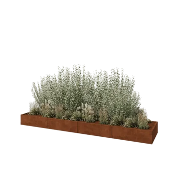 Fioriera XXL in acciaio corten - Rettangolo - 400 x 80 x 30 cm - Senza piastra di base