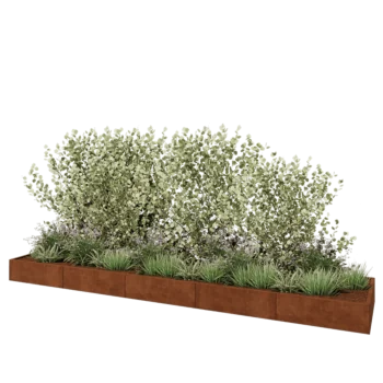 Fioriera XXL in acciaio corten - Rettangolo - 500 x 100 x 30 cm - Senza piastra di base