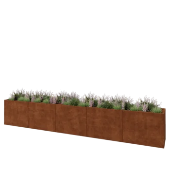 Fioriera XXL in acciaio corten - Rettangolo - 500 x 60 x 80 cm - Senza piastra di base