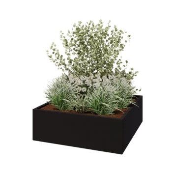 Fioriera in acciaio - Quadrato - 120 x 120 x 40 cm - RAL9005 opaco (nero) - Senza piastra di base