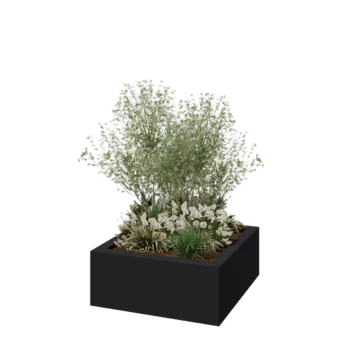Fioriera in vetroresina - Quadrato - 100 x 100 x 40 cm - RAL7021 opaco (grigio nerastro) - Con fondo