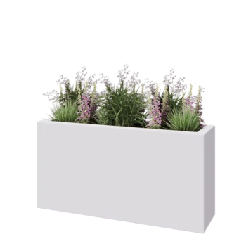 Fioriera in vetroresina - Rettangolo - 120 x 30 x 60 cm - RAL9010 opaco (bianco) - Con fondo