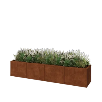 Fioriera XXL in acciaio corten - Rettangolo - 320 x 60 x 60 cm - Senza piastra di base