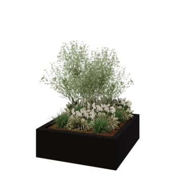 Fioriera in vetroresina - Quadrato - 120 x 120 x 40 cm - RAL9005 opaco (nero) - Con fondo