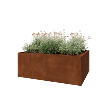 Fioriera XXL in acciaio corten - Rettangolo - 160 x 120 x 60 cm - Con piastra di base
