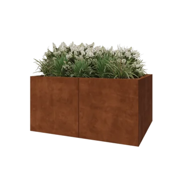 Fioriera XXL in acciaio corten - Rettangolo - 160 x 120 x 80 cm - Con piastra di base