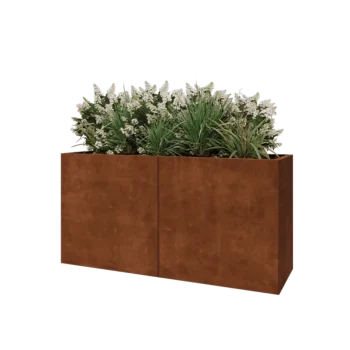 Fioriera XXL in acciaio corten - Rettangolo - 160 x 50 x 80 cm - Con piastra di base