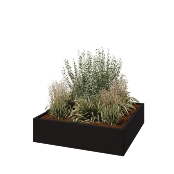 Fioriera in acciaio - Quadrato - 120 x 120 x 30 cm - RAL9005 opaco (nero) - Senza piastra di base