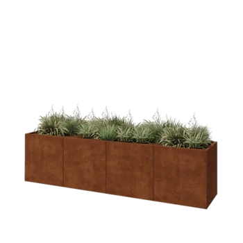 Fioriera XXL in acciaio corten - Rettangolo - 320 x 60 x 80 cm - Senza piastra di base