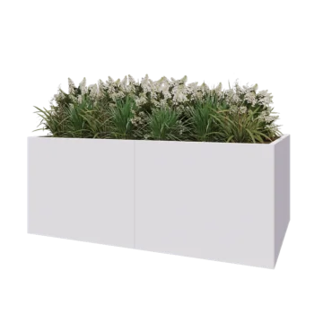 Fioriera XXL in acciaio - Rettangolo - 200 x 120 x 80 cm - RAL9010 opaco (bianco) - Senza piastra di base