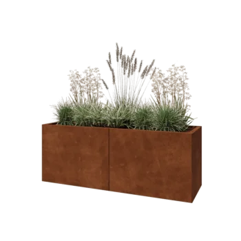 Fioriera XXL in acciaio corten - Rettangolo - 160 x 50 x 60 cm - Con piastra di base