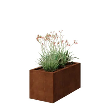 Fioriera in acciaio corten - Rettangolo - 100 x 50 x 50 cm - Saldato - Con piastra di base
