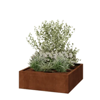 Fioriera in acciaio corten - Quadrato - 120 x 120 x 40 cm - Saldato - Senza piastra di base