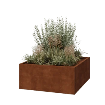 Fioriera in acciaio corten - Quadrato - 140 x 140 x 60 cm - Saldato - Senza piastra di base