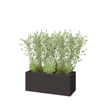 Fioriera in acciaio - Rettangolo - 100 x 40 x 40 cm - RAL7016 opaco (grigio antracite) - Con piastra di base