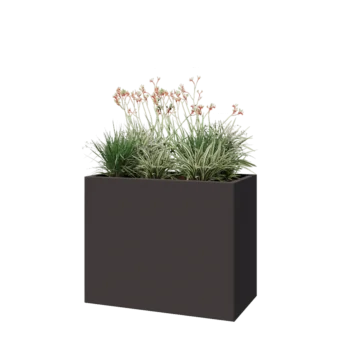 Fioriera in acciaio - Rettangolo - 100 x 50 x 80 cm - RAL7016 opaco (grigio antracite) - Con piastra di base