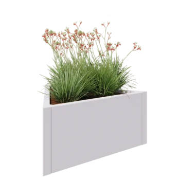 Fioriera in acciaio - Triangolo equilatero - 90,6 x 78,3 x 40 cm - RAL9010 opaco (bianco) - Senza piastra di base