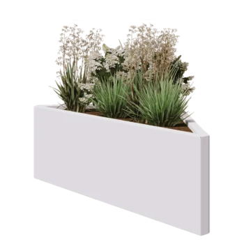Fioriera in acciaio - Triangolo isoscele - 112,2 x 60,5 x 40 cm - RAL9010 opaco (bianco) - Senza piastra di base