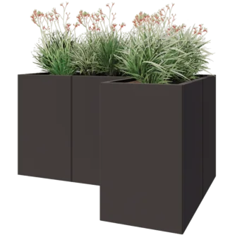 Fioriera in acciaio - Forma a L - 150 x 100 x 80 cm - RAL7016 opaco (grigio antracite) - Senza piastra di base