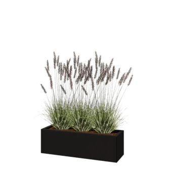 Fioriera in acciaio - Rettangolo - 100 x 30 x 30 cm - RAL9005 opaco (nero) - Senza piastra di base