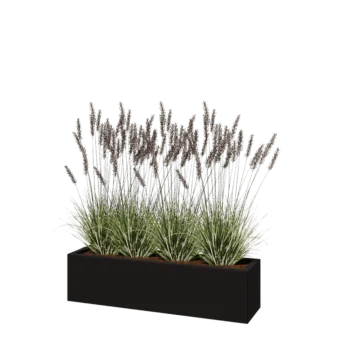 Fioriera in acciaio - Rettangolo - 120 x 30 x 30 cm - RAL9005 opaco (nero) - Senza piastra di base