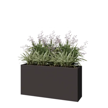 Fioriera in acciaio - Rettangolo - 120 x 30 x 60 cm - RAL7016 opaco (grigio antracite) - Senza piastra di base