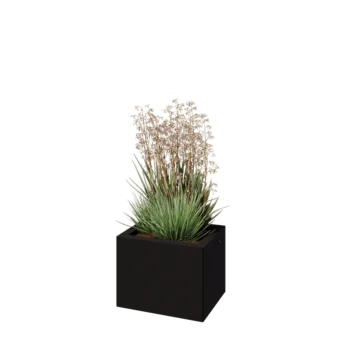 Fioriera in acciaio - Rettangolo - 40 x 30 x 30 cm - RAL9005 opaco (nero) - Con piastra di base