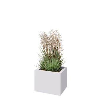 Fioriera in acciaio - Rettangolo - 40 x 30 x 30 cm - RAL9010 opaco (bianco) - Con piastra di base