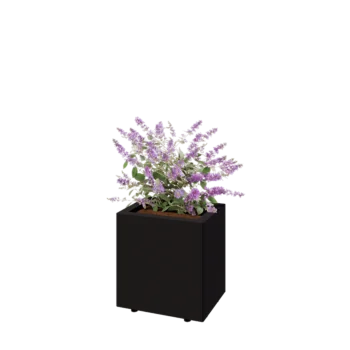 Fioriera in acciaio - Rettangolo - 40 x 30 x 40 cm - RAL9005 opaco (nero) - Con piastra di base - Con piedi