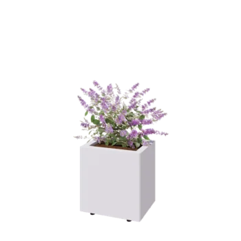 Fioriera in acciaio - Rettangolo - 40 x 30 x 40 cm - RAL9010 opaco (bianco) - Con piastra di base - Con piedi