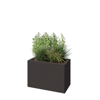 Fioriera in acciaio - Rettangolo - 60 x 30 x 40 cm - RAL7016 opaco (grigio antracite) - Con piastra di base